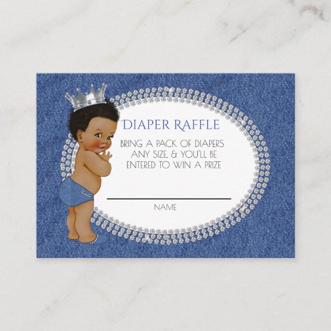 Tarjeta De Recepción Raffle de denim y diamantes afroamericanos (Anverso)