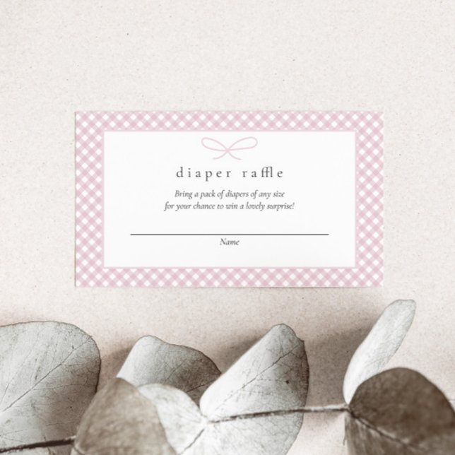 Tarjeta De Recepción Raffle de Diapé de Bow rosado simple y moderno (Subido por el creador)