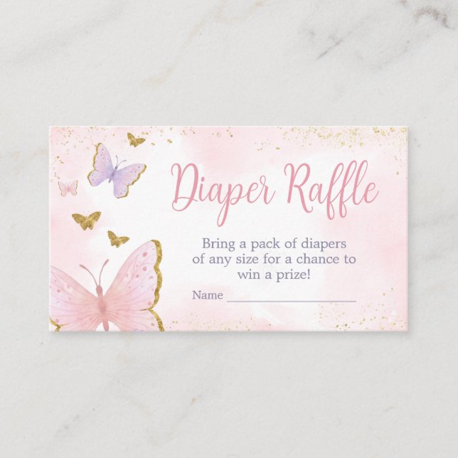 Tarjeta De Recepción Raffle de manantial de mariposa de oro rosa (Anverso)