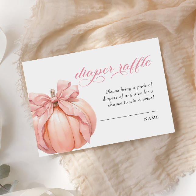 Tarjeta De Recepción Raffle de pañal Baby Shower de calabaza rosa (Subido por el creador)