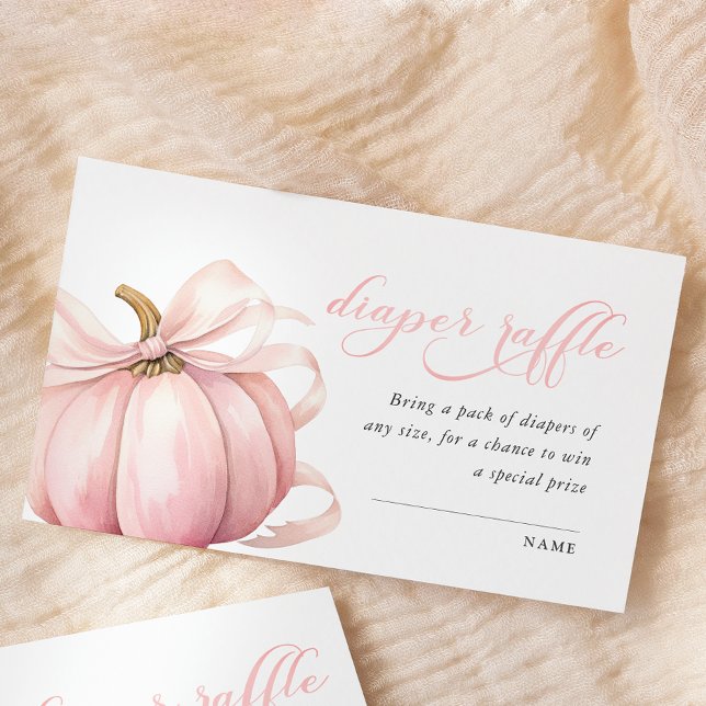 Tarjeta De Recepción Raffle de pañal Baby Shower de calabaza rosa (Subido por el creador)