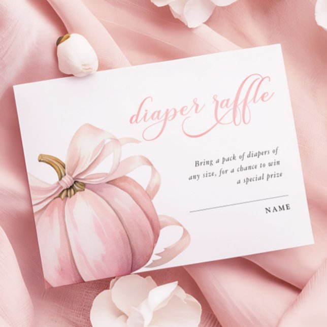 Tarjeta De Recepción Raffle de pañal Baby Shower de calabaza rosa (Subido por el creador)