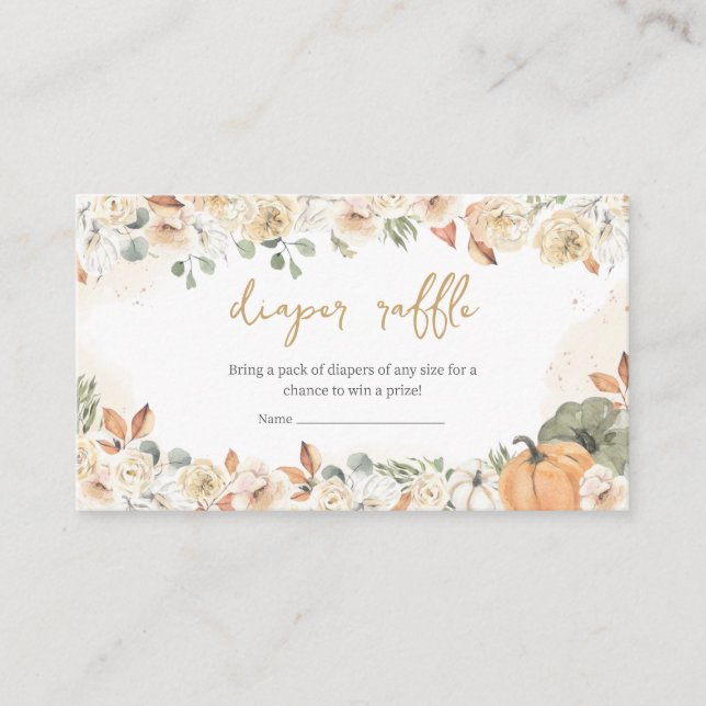 Tarjeta De Recepción Raffle de pañal Baby Shower de calabaza verde (Anverso)