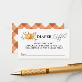 Tarjeta De Recepción Raffle de pañal Baby Shower neutro de calabaza peq