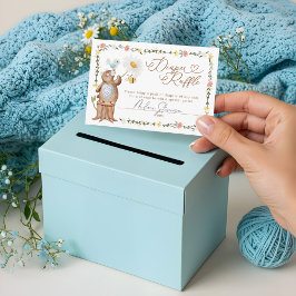 Tarjeta De Recepción Raffle de pañal Baby Shower para oso de madera de
