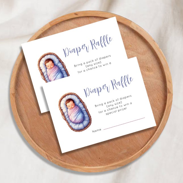Tarjeta De Recepción Raffle de pañal bebé en Baby Shower de cesta (Diaper Raffle Baby in Basket Baby Shower Enclosure Card)