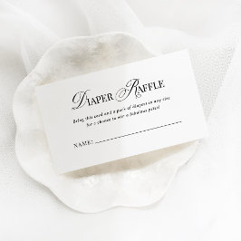 Tarjeta De Recepción Raffle de pañal blanco y negro de lujo clásico