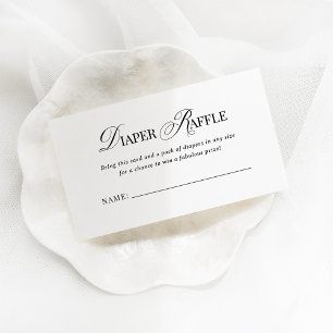 Tarjeta De Recepción Raffle de pañal blanco y negro de lujo clásico