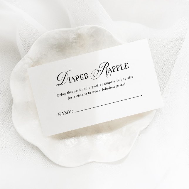 Tarjeta De Recepción Raffle de pañal blanco y negro de lujo clásico (Subido por el creador)