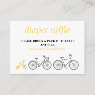 Tarjeta De Recepción Raffle de pañal de bicicleta amarilla