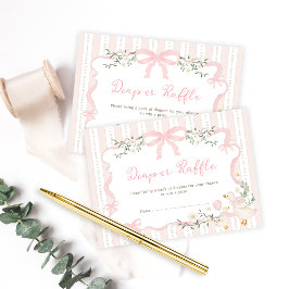 Tarjeta De Recepción Raffle de pañal de oca rosada preppy