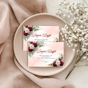 Tarjeta De Recepción Raffle de pañal floral oro marsala moderna