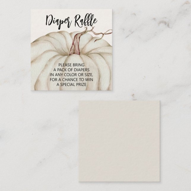 Tarjeta De Recepción Raffle de pañal para bebé de calabaza blanca (Anverso / Reverso)