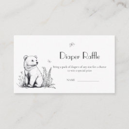 Tarjeta De Recepción Raffle de pañal para oso de oso blanco y negro