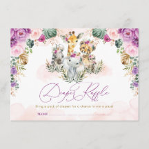 Raffle de pañales Baby Shower de selva Safari bohe