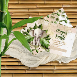 Tarjeta De Recepción Raffle de pañales Baby Shower para elefante de saf