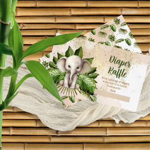 Tarjeta De Recepción Raffle de pañales Baby Shower para elefante de saf