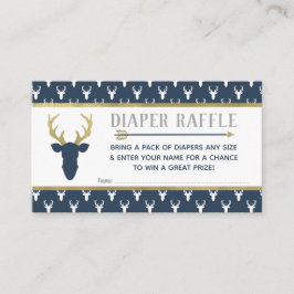 Tarjeta De Recepción Raffle de pañales, ciervo de Woodland, marina, gri