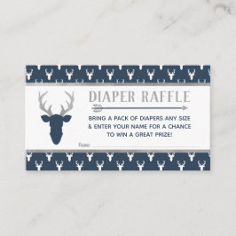Tarjeta De Recepción Raffle de pañales, ciervo de Woodland, marina, gri