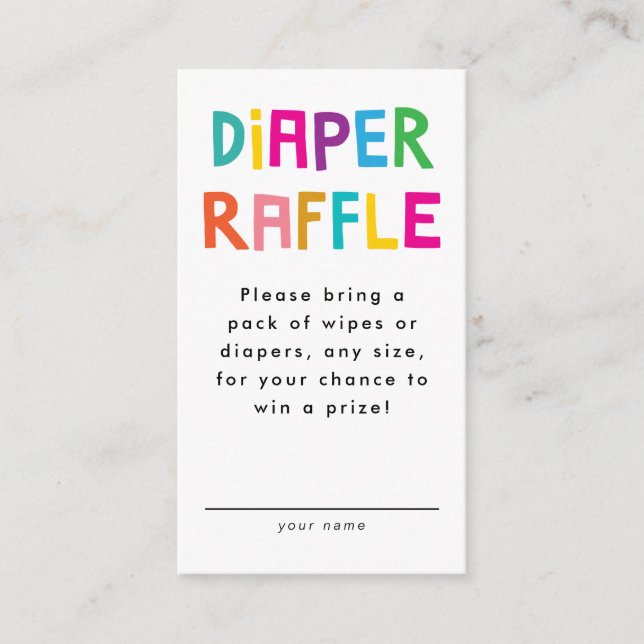 Tarjeta De Recepción Raffle de pañales de Baby Shower para animales de  (Anverso)