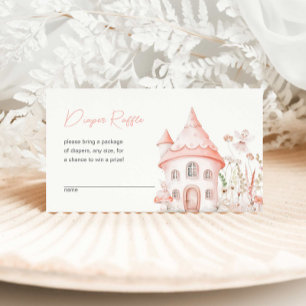 Tarjeta De Recepción Raffle de pañales de hadas y flores silvestres