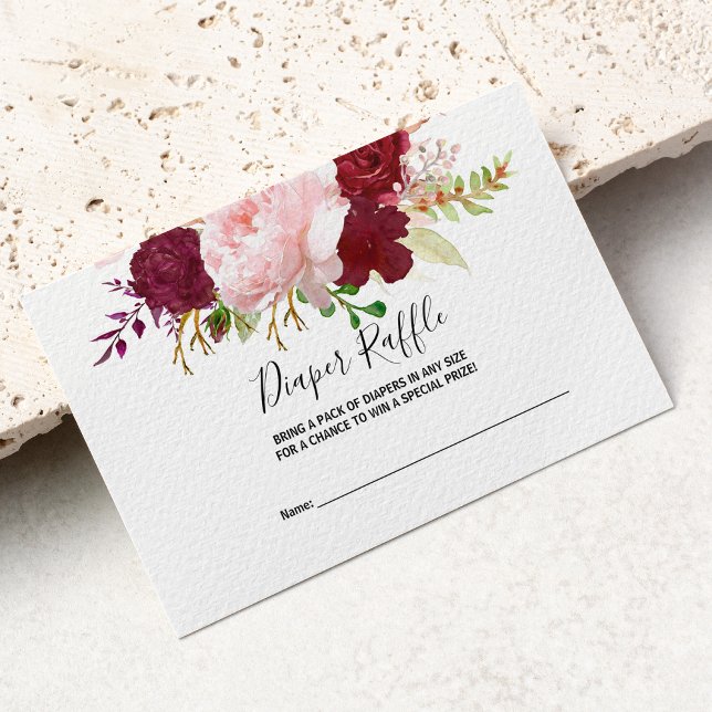 Tarjeta De Recepción Raffle de pañales rojos tropicales y románticos (Subido por el creador)