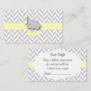 Tarjeta De Recepción Raffle del Baby Shower del elefante amarillo blanc