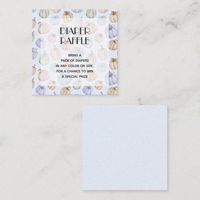 Tarjeta De Recepción Raffle del pañal Baby Shower del calabaza azul (Anverso / Reverso)