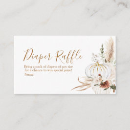 Tarjeta De Recepción Raffle del pañal de Baby Shower de calabaza blanca