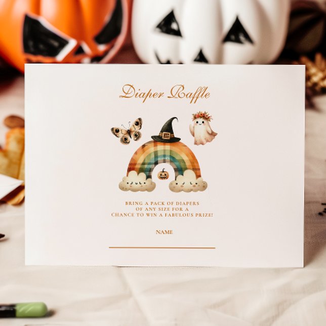 Tarjeta De Recepción Raffle diapper de Halloween con arcoiris suave (Subido por el creador)
