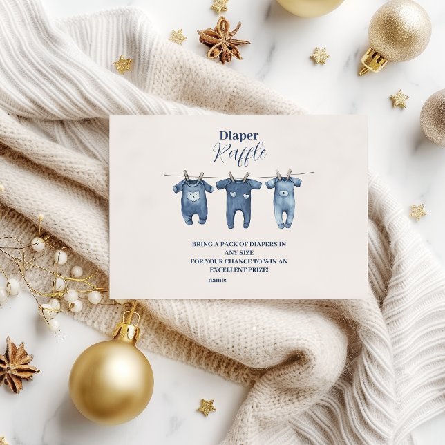 Tarjeta De Recepción Raffle Diapper de la línea azul de la ropa (Subido por el creador)