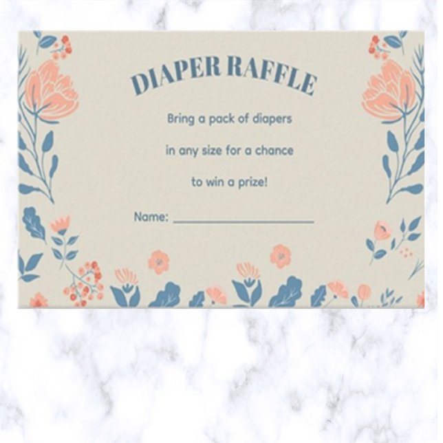 Tarjeta De Recepción Raffle editable Floral Diaper (Subido por el creador)
