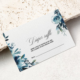 Tarjeta De Recepción Raffle floral azul de la marina celestial