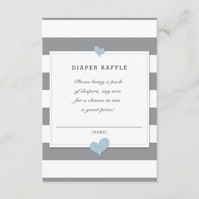 Tarjeta De Recepción Raffle gris y azul (Anverso)