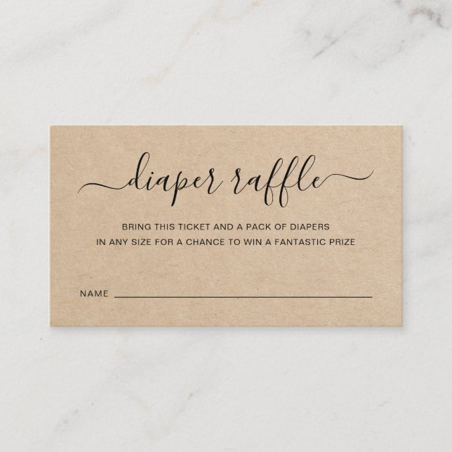 Tarjeta De Recepción Raffle marrón género Baby Shower neutro (Anverso)