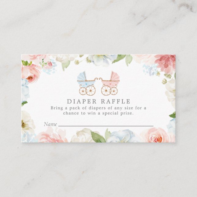 Tarjeta De Recepción Raffle rosa y azul revelan género (Anverso)