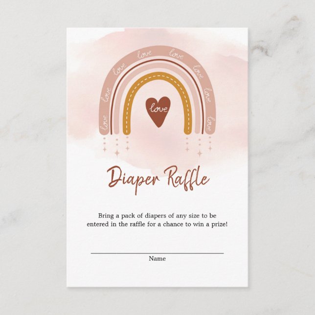 Tarjeta De Recepción Raffle rosado del lujoso arcoiris del boho de moda (Anverso)