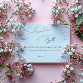 Tarjeta De Recepción Raffle rosado del pañal sobre la luna