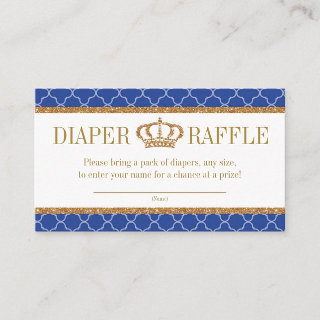 Tarjeta De Recepción Raffle Royal Blue & Gold (Anverso)