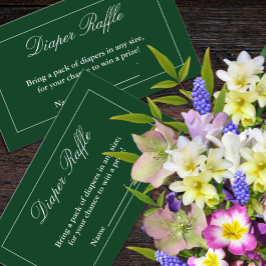 Tarjeta De Recepción Raffle verde clásico Minimalista