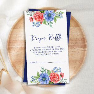 Tarjeta De Recepción Raffles capullidos de color azul rojo floral patri