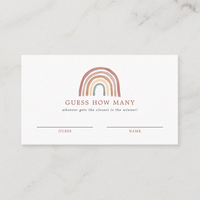 Tarjeta De Recepción Rainbow Baby Shower adivina cuántas cartas (Anverso)