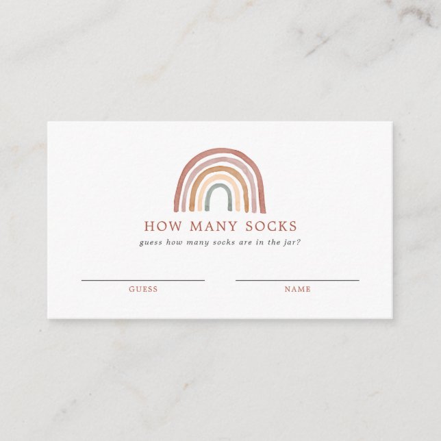 Tarjeta De Recepción Rainbow Baby Shower adivina cuántos Socks Card (Anverso)