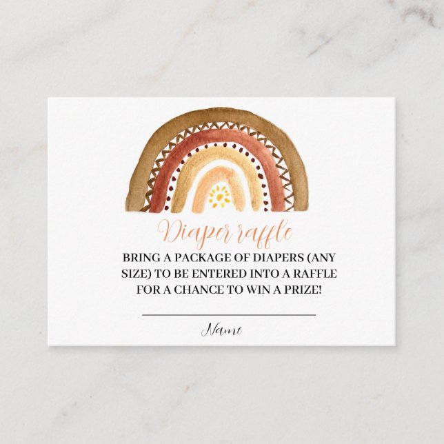 Tarjeta De Recepción Rainbow Boho Baby Shower Diaper Raffle (Anverso)