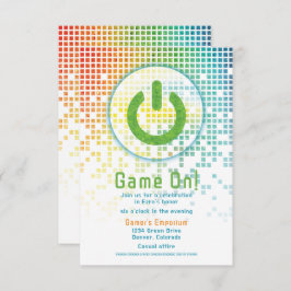 Tarjeta De Recepción Rainbow Pixels Video Game Gamer Bar Mitzvah