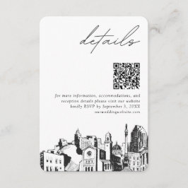 Tarjeta De Recepción Raleigh Boda Detalles modernos Código QR