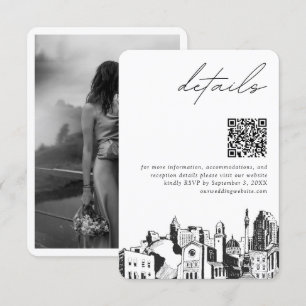 Tarjeta De Recepción Raleigh Boda Detalles modernos Código QR