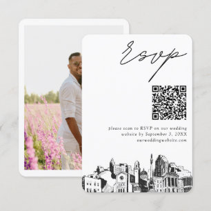 Tarjeta De Recepción Raleigh Boda RSVP moderno Código QR