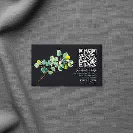Tarjeta De Recepción Rama de eucalipto, recinto rsvp de boda oscura