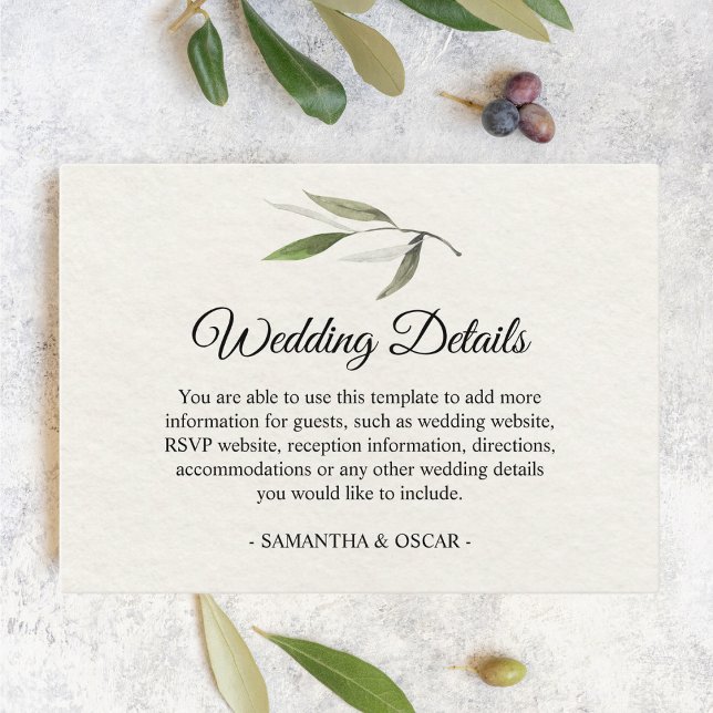 Tarjeta De Recepción Rama de oliva verde acuarela moderna (Subido por el creador)